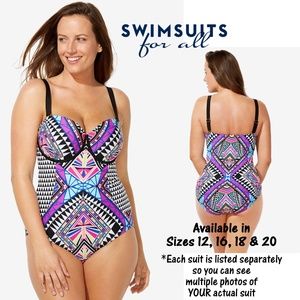 NWT Multicolor Geometric Sweetheart Swimsuit